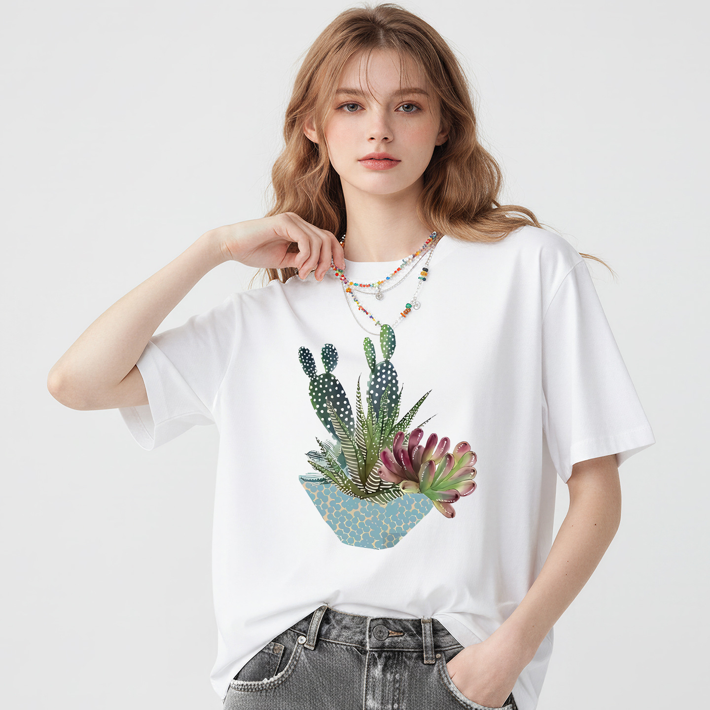 Plant Parent Free - Fashion Women's Personality Cactus Print Short